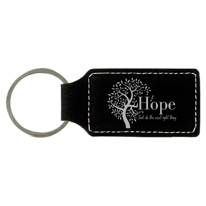 Hope Tree Engraved Leatherette Keychain with QR Code Learning Access