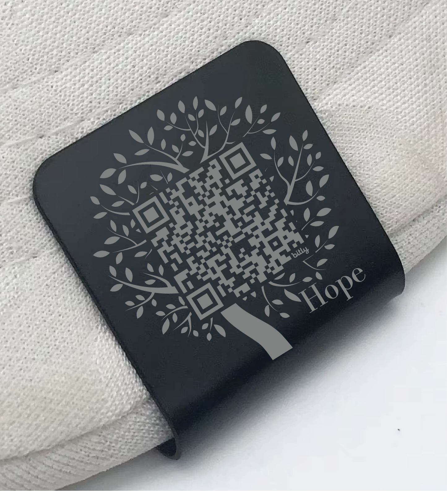 Hope Tree QR Code Engraved Metal Hat Clip