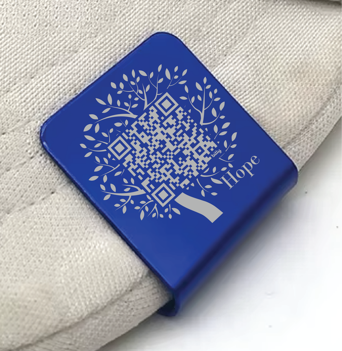 Hope Tree QR Code Engraved Metal Hat Clip
