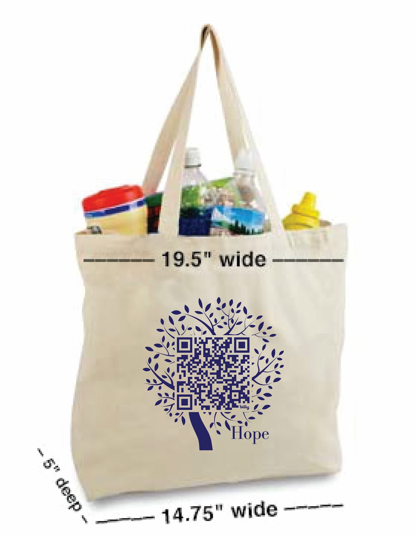 Hope Tree Canvas Tote with QR Code Learning Access