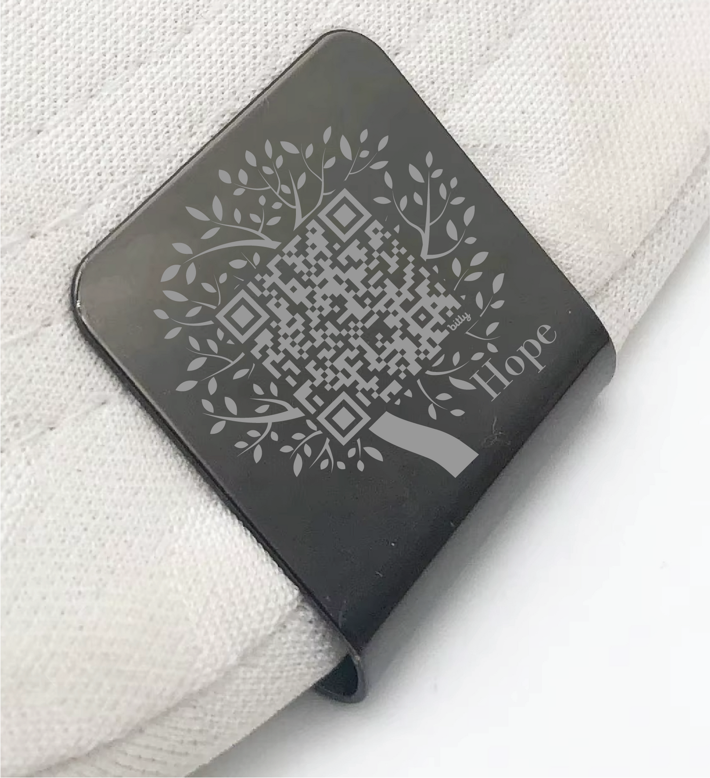 Hope Tree QR Code Engraved Metal Hat Clip