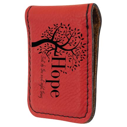 Hope Tree Engraved Magnetic Leatherette Money Clip with QR Code Access