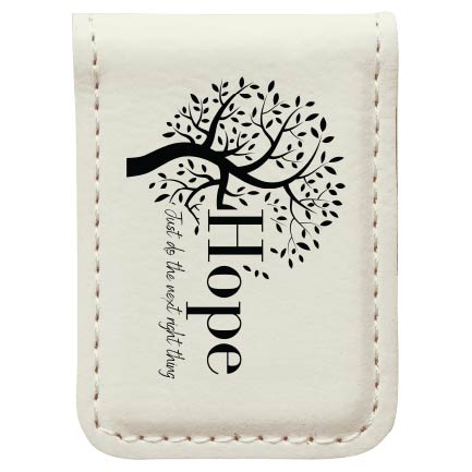Hope Tree Engraved Magnetic Leatherette Money Clip with QR Code Access