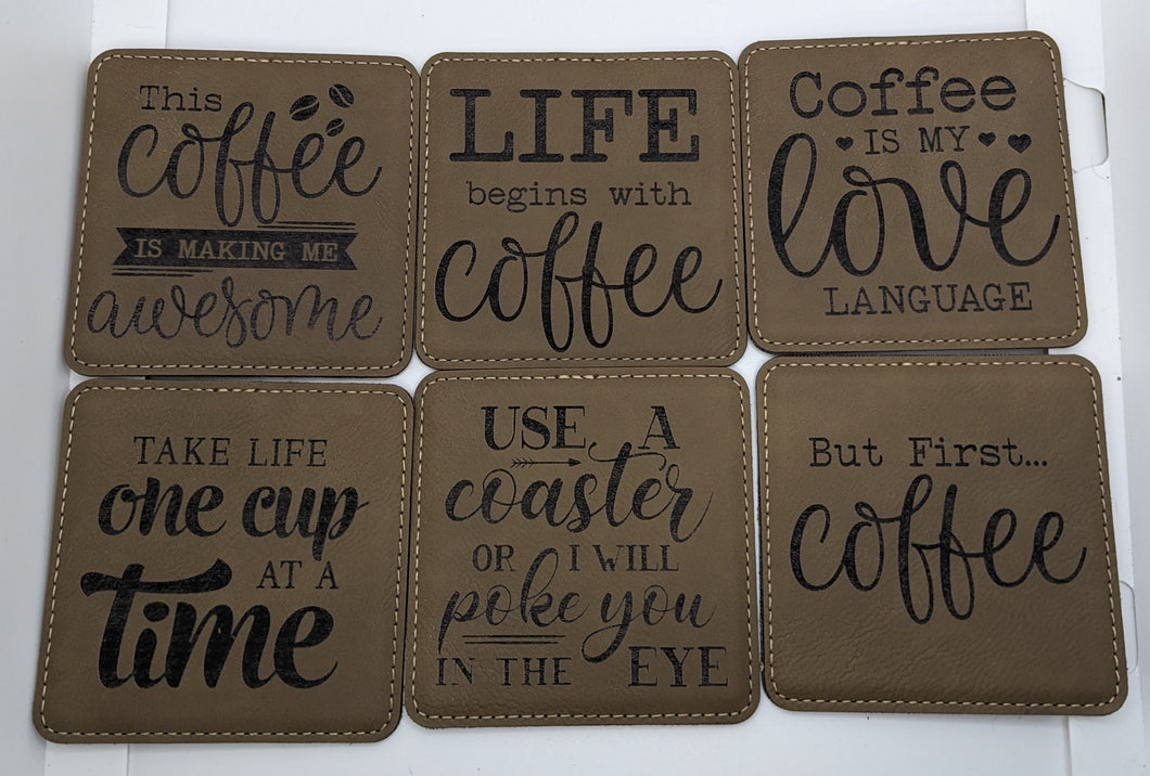 Coffee Lover Light Brown/Dk Brown Coaster Set