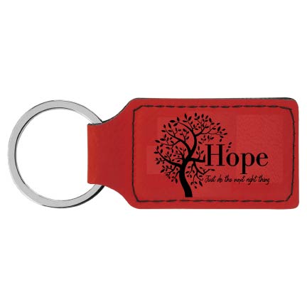 Hope Tree Engraved Leatherette Keychain with QR Code Learning Access