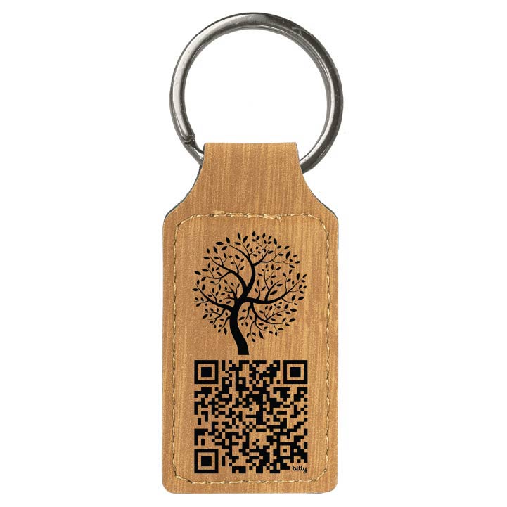 Hope Tree Engraved Leatherette Keychain with QR Code Learning Access