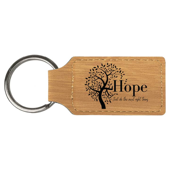 Hope Tree Engraved Leatherette Keychain with QR Code Learning Access