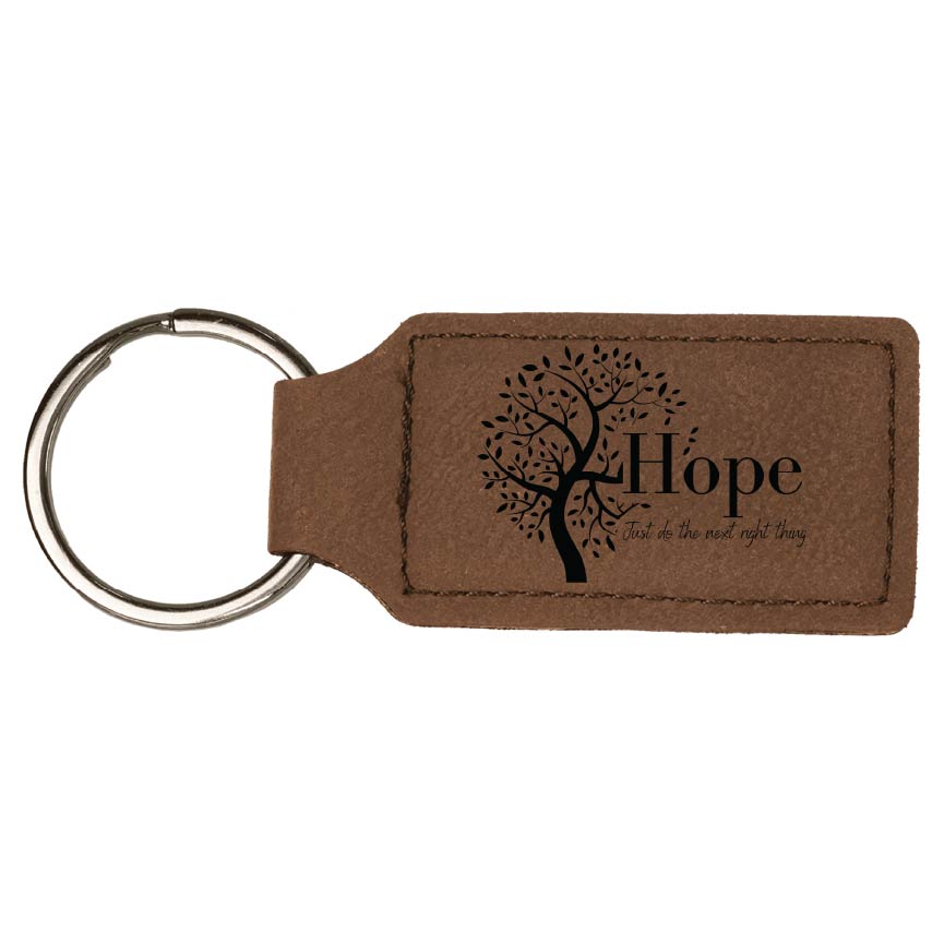 Hope Tree Engraved Leatherette Keychain with QR Code Learning Access