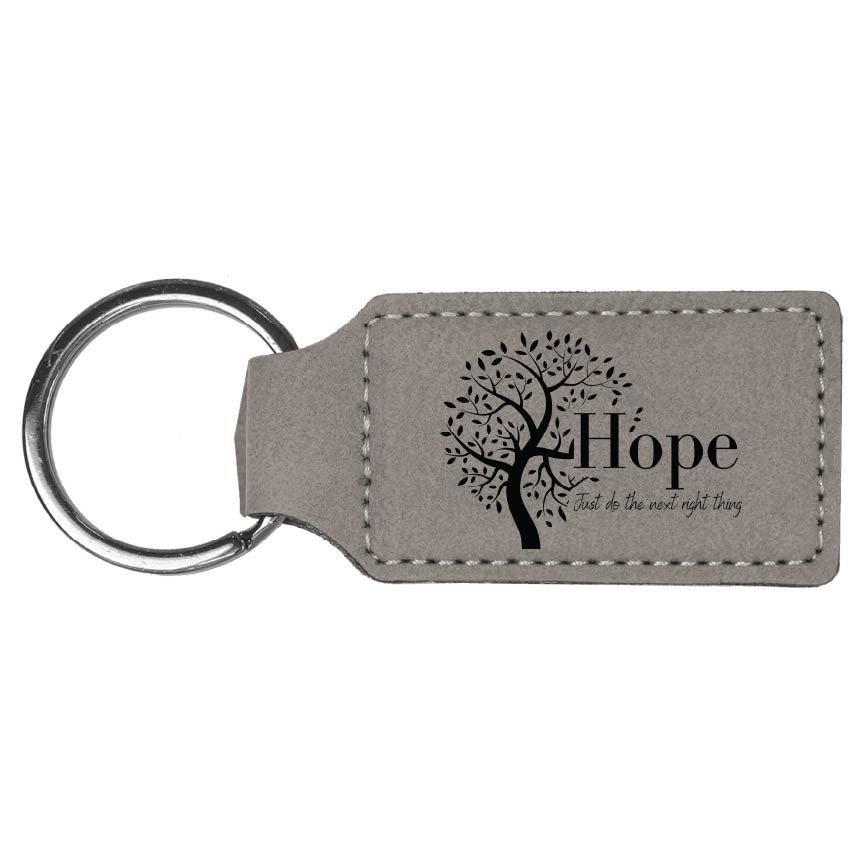 Hope Tree Engraved Leatherette Keychain with QR Code Learning Access