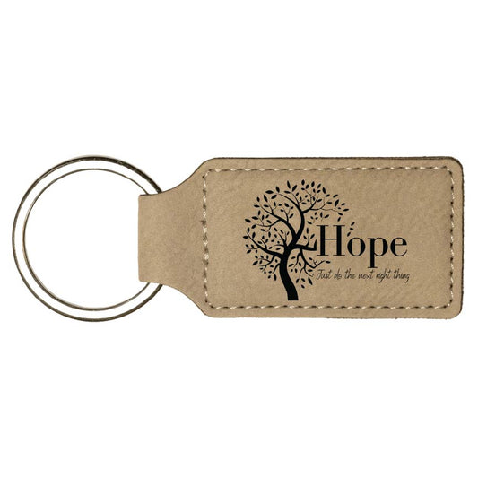 Hope Tree Engraved Leatherette Keychain with QR Code Learning Access