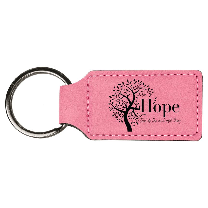 Hope Tree Engraved Leatherette Keychain with QR Code Learning Access