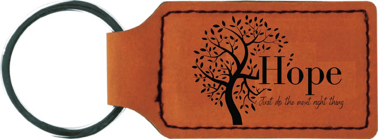 Hope Tree Engraved Leatherette Keychain with QR Code Learning Access