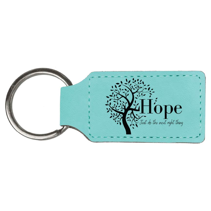 Hope Tree Engraved Leatherette Keychain with QR Code Learning Access