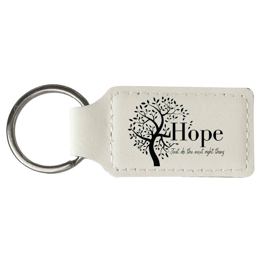 Hope Tree Engraved Leatherette Keychain with QR Code Learning Access