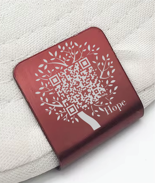 Hope Tree QR Code Engraved Metal Hat Clip
