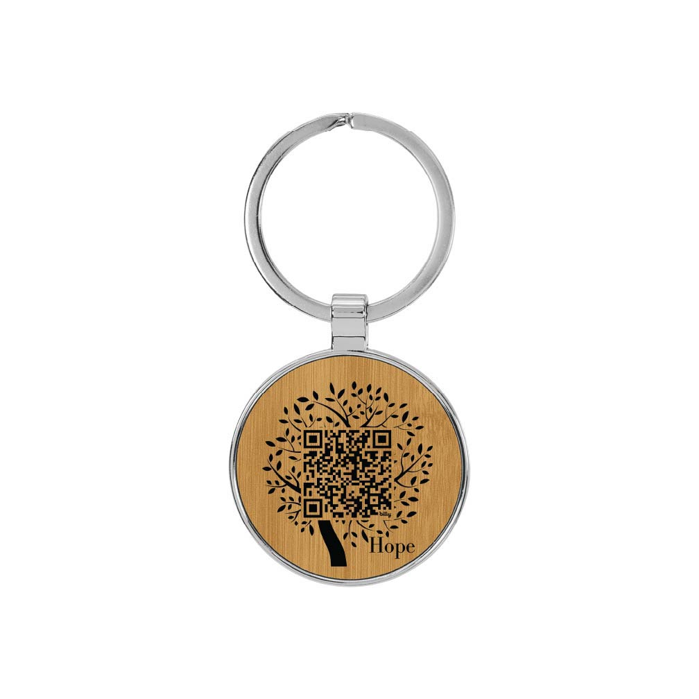 Hope Tree QR Code Round Leatherette Keychain