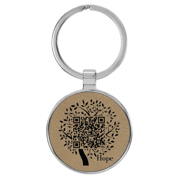 Hope Tree QR Code Round Leatherette Keychain