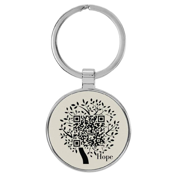 Hope Tree QR Code Round Leatherette Keychain