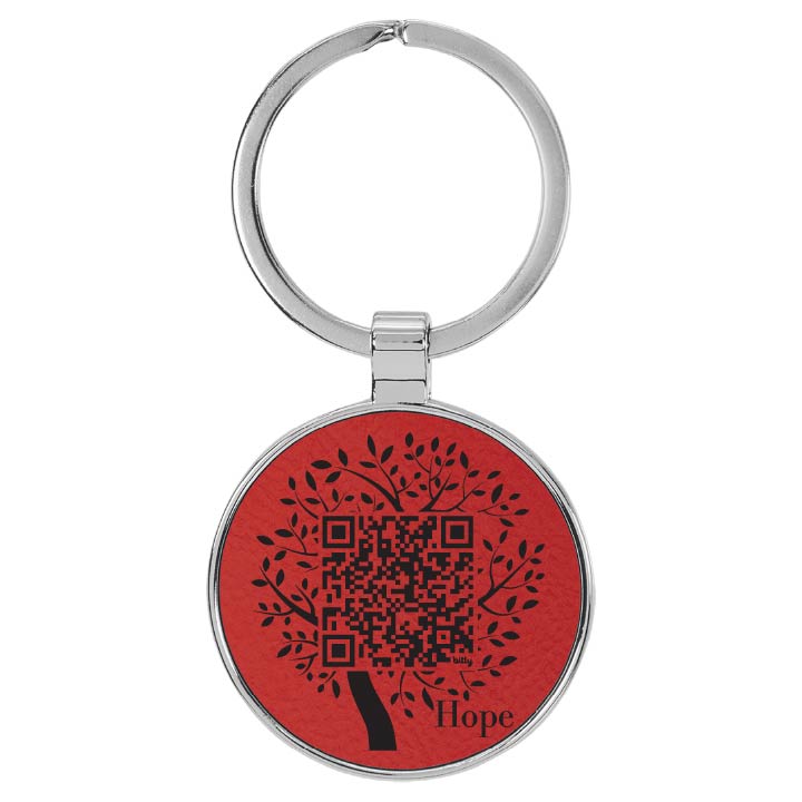 Hope Tree QR Code Round Leatherette Keychain