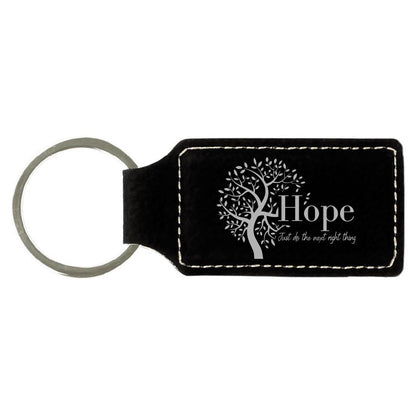 Hope Tree Engraved Leatherette Keychain with QR Code Learning Access