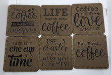 Load image into Gallery viewer, Coffee Lover Light Brown/Dk Brown Coaster Set
