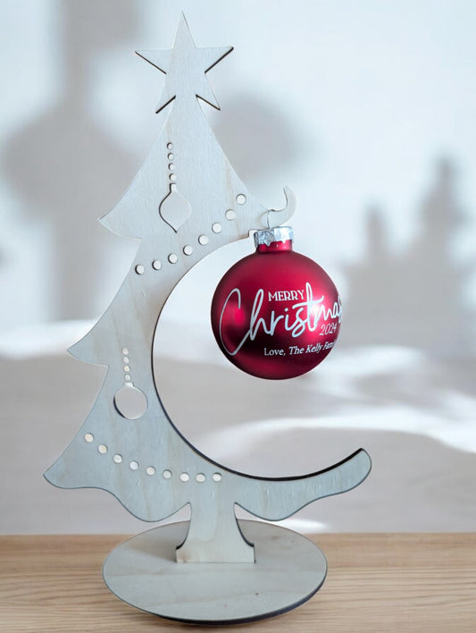 Custom 2.5 inch engraved GLASS ornament