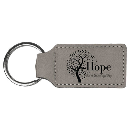 Hope Tree Engraved Leatherette Keychain with QR Code Learning Access
