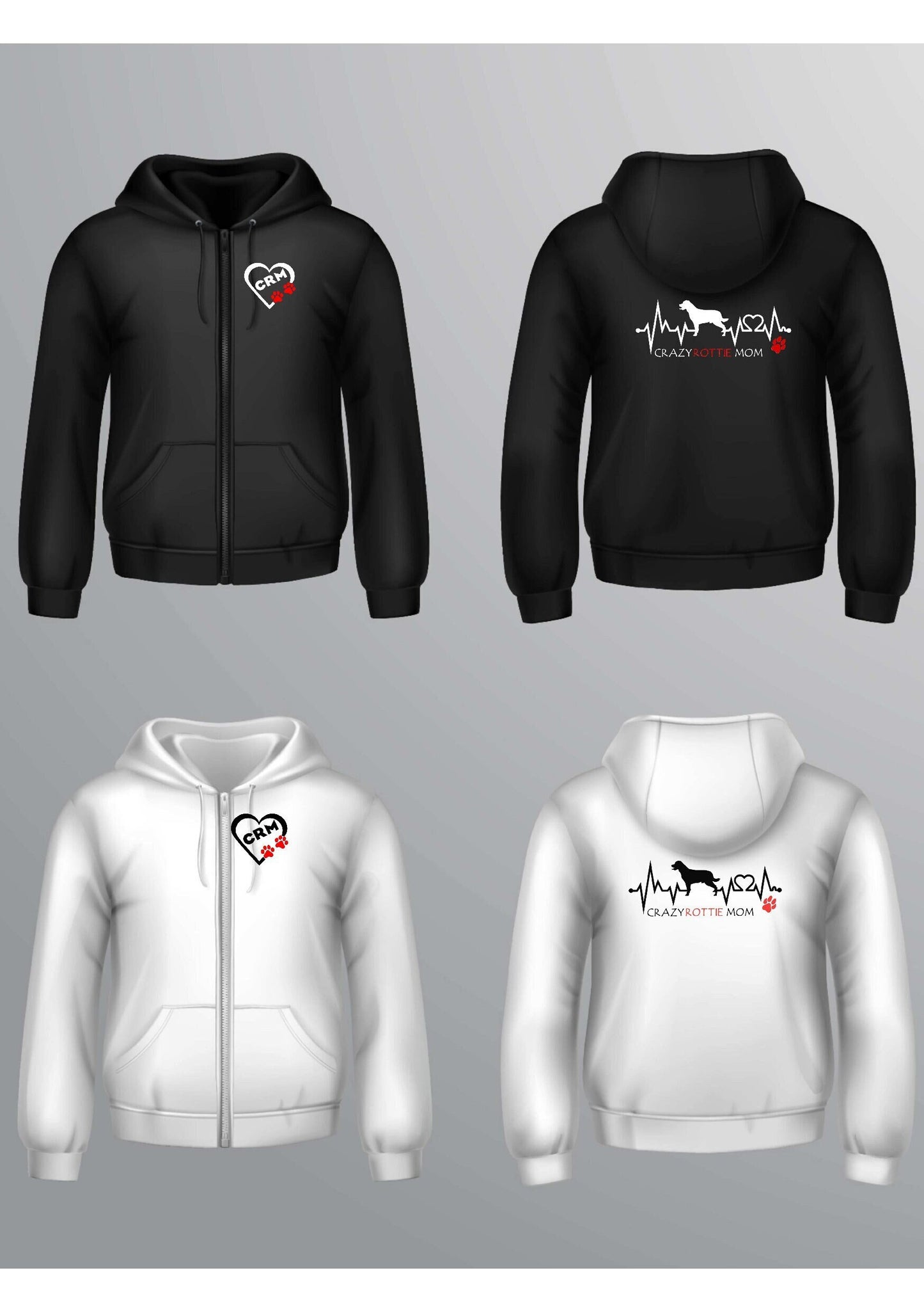 Crazy Rottie Mom Zippered Hoodie
