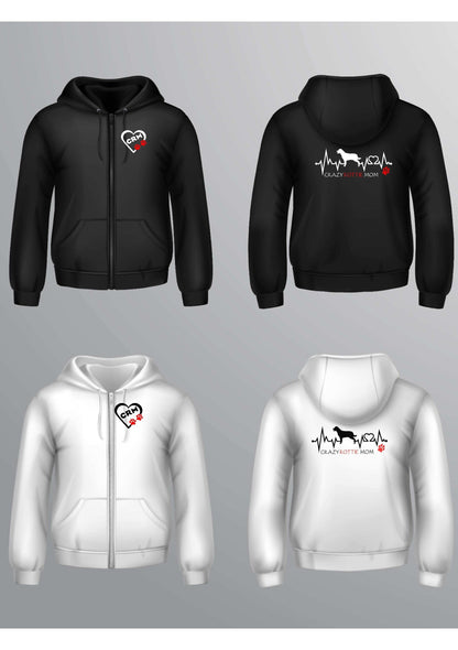 Crazy Rottie Mom Zippered Hoodie