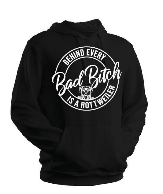 Bad Bitch Rottweiler White Graphic Hoodie