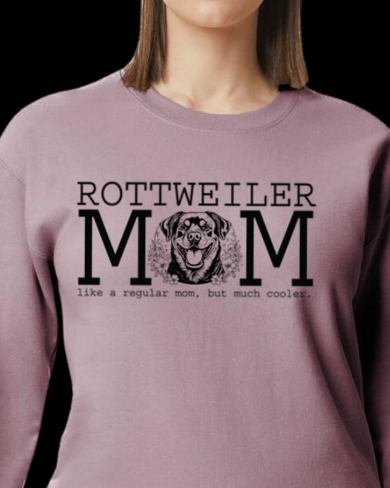 Cooler Rottie Mom Black Graphic Crewneck Sweatshirt