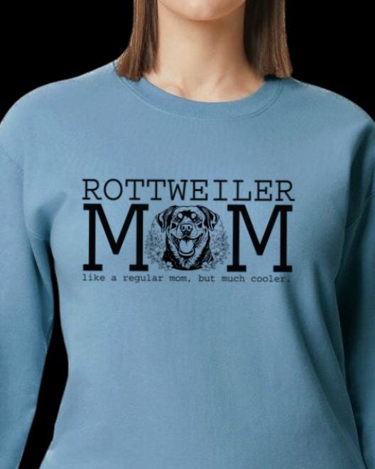 Cooler Rottie Mom Black Graphic Crewneck Sweatshirt