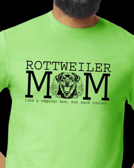 Cooler Rottie Mom Black Graphic T-Shirt