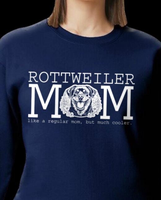 Cooler Rottie Mom White Graphic Crewneck Sweatshirt