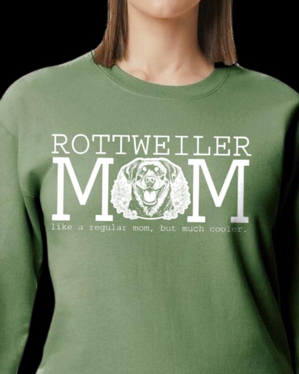 Cooler Rottie Mom White Graphic Crewneck Sweatshirt