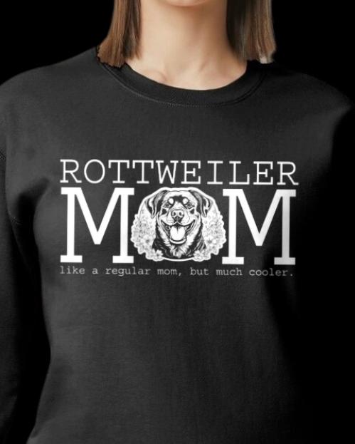 Cooler Rottie Mom White Graphic Crewneck Sweatshirt