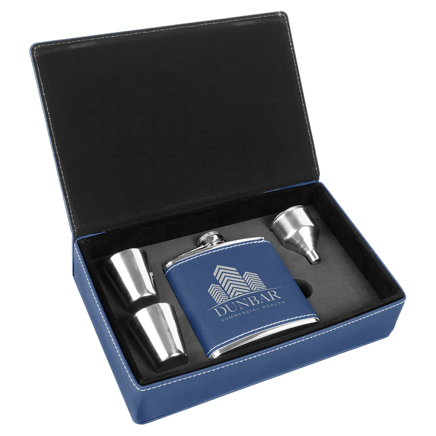 Custom Engraved Leatherette Flask Gift Set