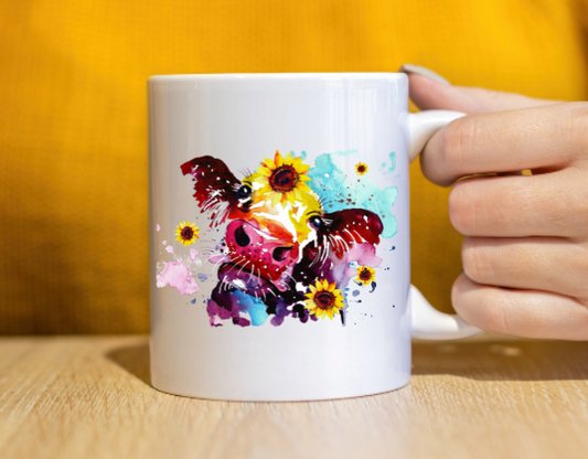 Watercolor Cow Mug