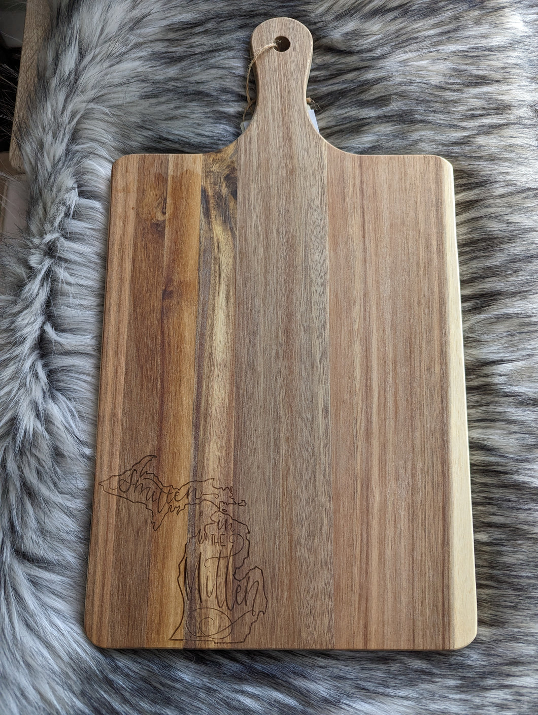 Smitten in the Mitten Acacia Wood Cutting Board